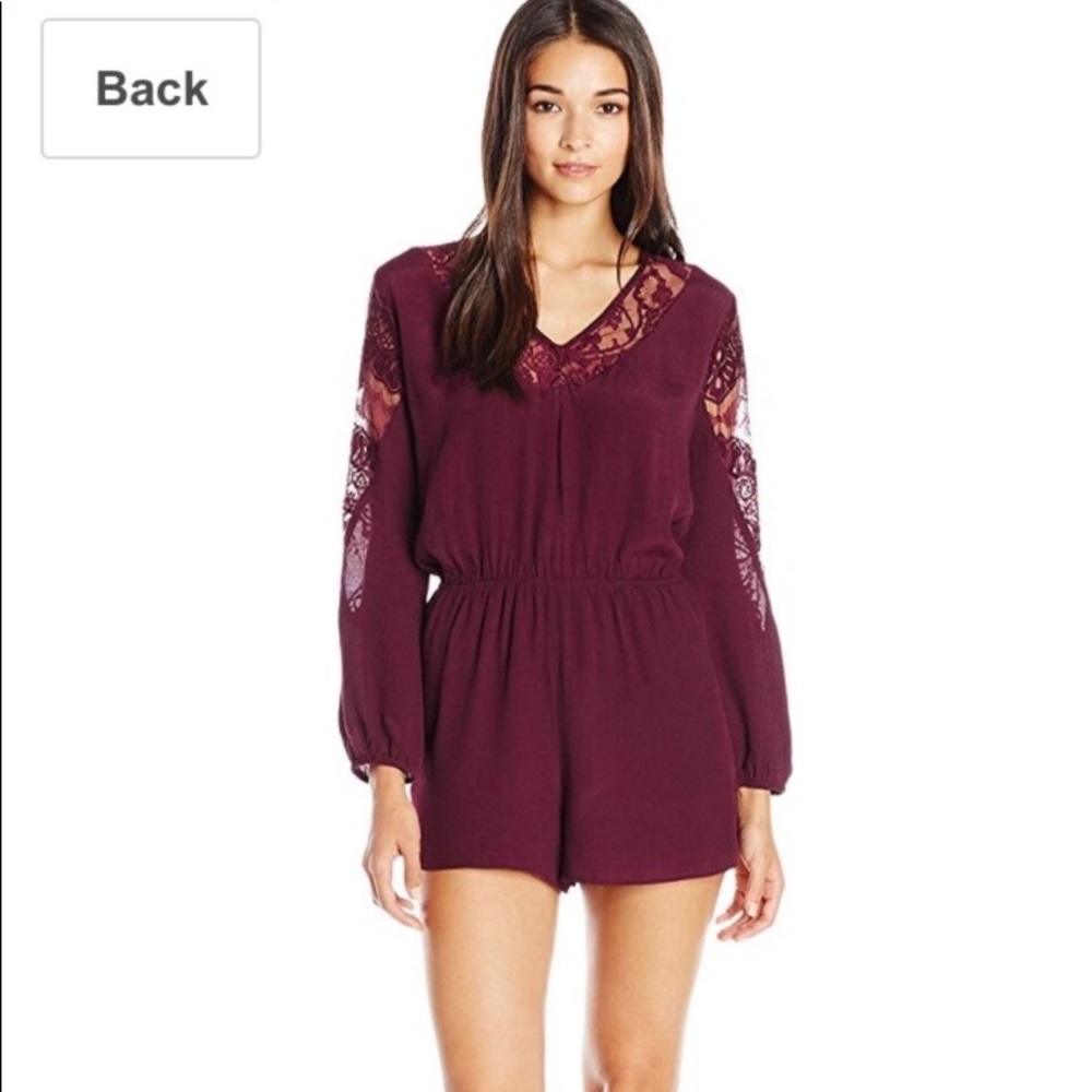 BB Dakota Larsen maroon lace romper